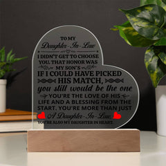 To My Daughter-in-Law Honor – Acrylic Heart Plaque