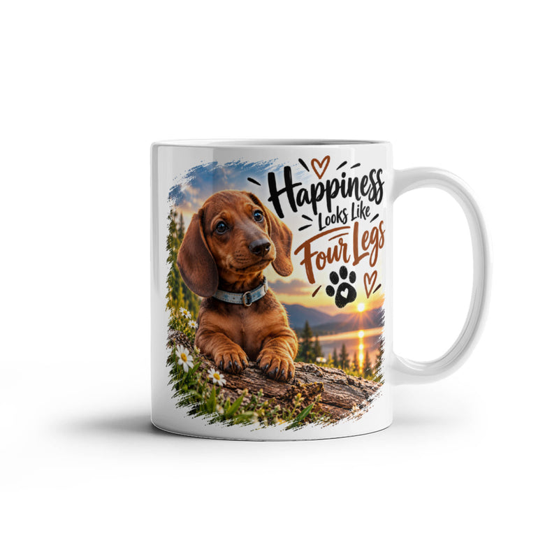 White Ceramic Mug - Dachshund