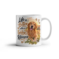 White Ceramic Mug - Golden Retriever