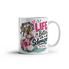 White Ceramic Mug - Schnauzer