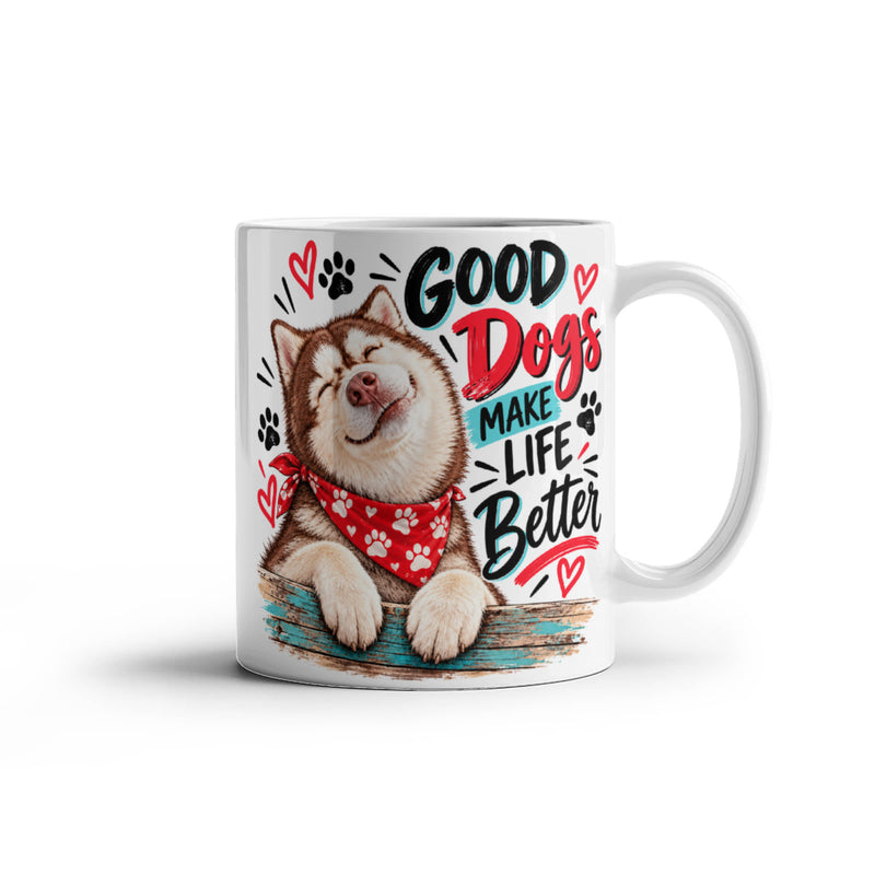 White Ceramic Mug - Siberian Husky