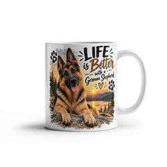 White Ceramic Mug - German Shepherd