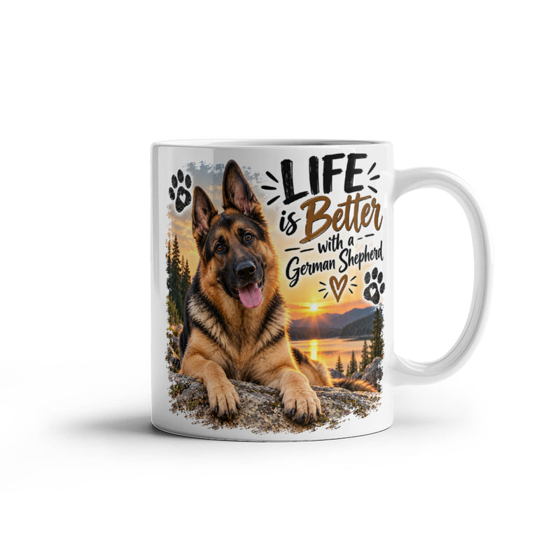 White Ceramic Mug - German Shepherd