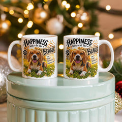 White Ceramic Mug - Beagle