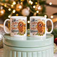 White Ceramic Mug - Golden Retriever