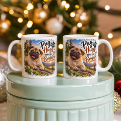 White Ceramic Mug - Pug