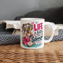 White Ceramic Mug - Schnauzer