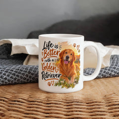 White Ceramic Mug - Golden Retriever