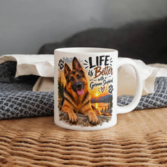 White Ceramic Mug - German Shepherd