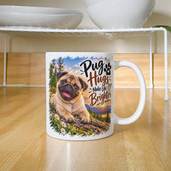 White Ceramic Mug - Pug