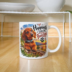 White Ceramic Mug - Dachshund