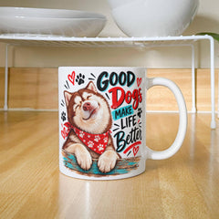 White Ceramic Mug - Siberian Husky