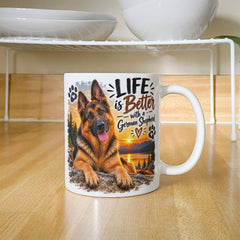White Ceramic Mug - German Shepherd