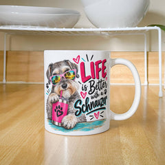 White Ceramic Mug - Schnauzer