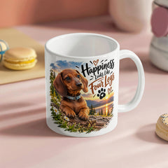 White Ceramic Mug - Dachshund