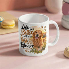 White Ceramic Mug - Golden Retriever