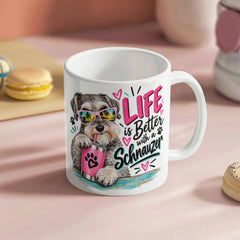 White Ceramic Mug - Schnauzer