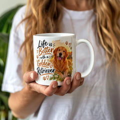 White Ceramic Mug - Golden Retriever