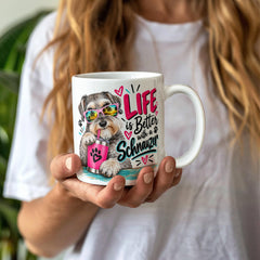White Ceramic Mug - Schnauzer