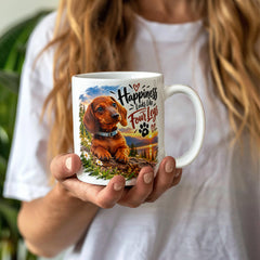 White Ceramic Mug - Dachshund