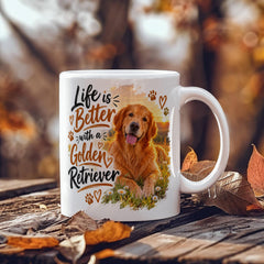 White Ceramic Mug - Golden Retriever