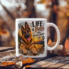 White Ceramic Mug - German Shepherd