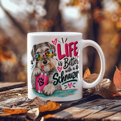 White Ceramic Mug - Schnauzer