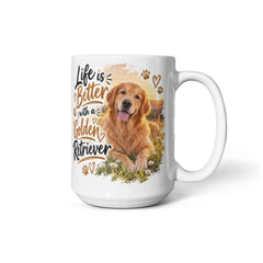 White Ceramic Mug - Golden Retriever