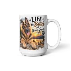 White Ceramic Mug - German Shepherd