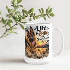 White Ceramic Mug - German Shepherd