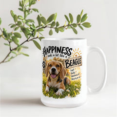 White Ceramic Mug - Beagle