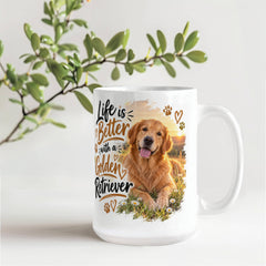 White Ceramic Mug - Golden Retriever