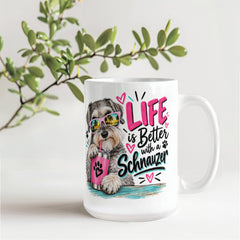 White Ceramic Mug - Schnauzer