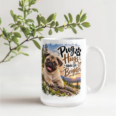 White Ceramic Mug - Pug