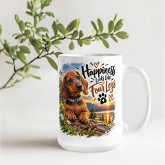 White Ceramic Mug - Dachshund