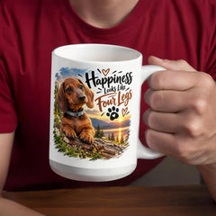 White Ceramic Mug - Dachshund