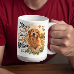 White Ceramic Mug - Golden Retriever