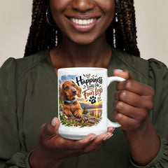 White Ceramic Mug - Dachshund