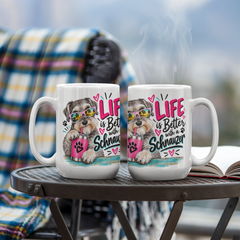 White Ceramic Mug - Schnauzer