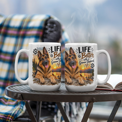 White Ceramic Mug - German Shepherd