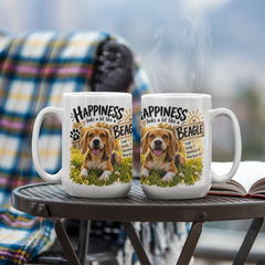 White Ceramic Mug - Beagle
