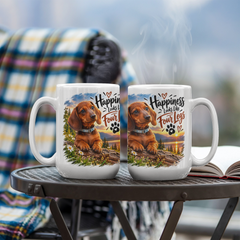 White Ceramic Mug - Dachshund